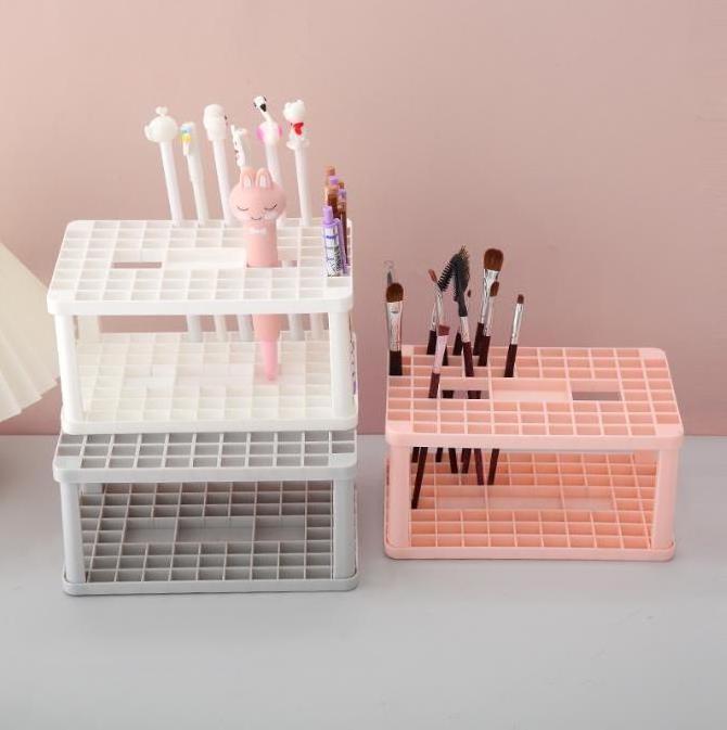 Creative square pen holder beauty rack position convenient storage of makeup brushes small shelf