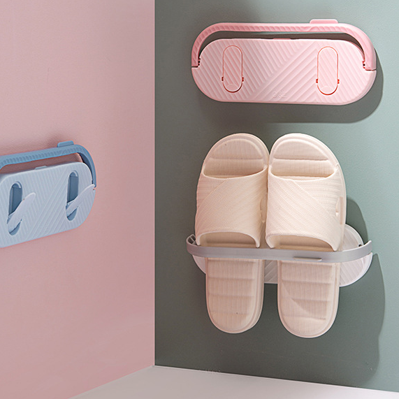 Bathroom Slipper Shoe Rack Waterproof Hanging Plastic Foldable Self Adhesive Space Save Hanging Holder Organizer