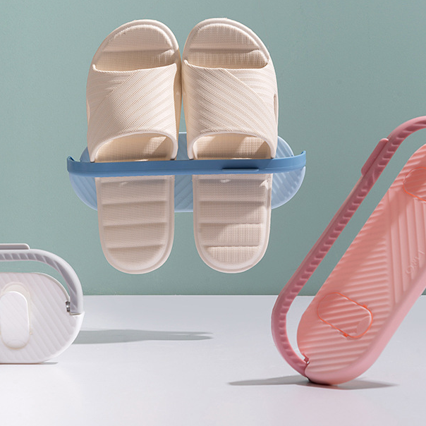 Bathroom Slipper Shoe Rack Waterproof Hanging Plastic Foldable Self Adhesive Space Save Hanging Holder Organizer