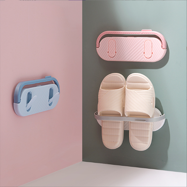 Bathroom Slipper Shoe Rack Waterproof Hanging Plastic Foldable Self Adhesive Space Save Hanging Holder Organizer