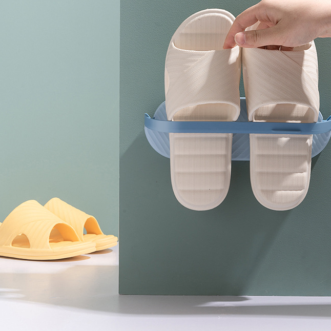 Wholesale Wall mounted Bathroom Slipper Hanging Holder Household Free Punch Plastic Shoe Rack Wall Mounted Storage