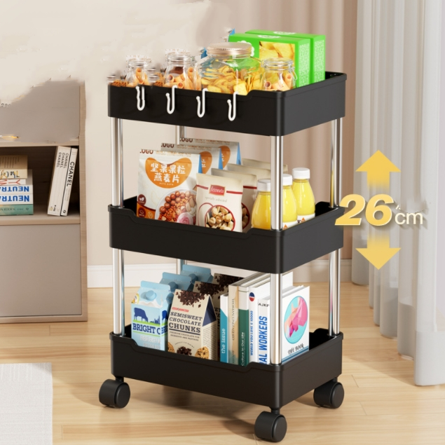 Kitchen Shelving Bathroom Finishing Floor Multi-layer Storage Drawer Metal Frame Space Storage Rack