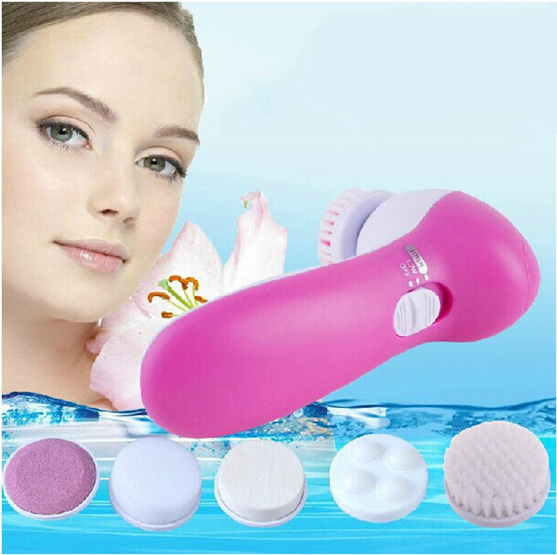 hot sale high quality 5 In 1 Mini Face Mini Facial skin massage electric Cleansing Spin Brush