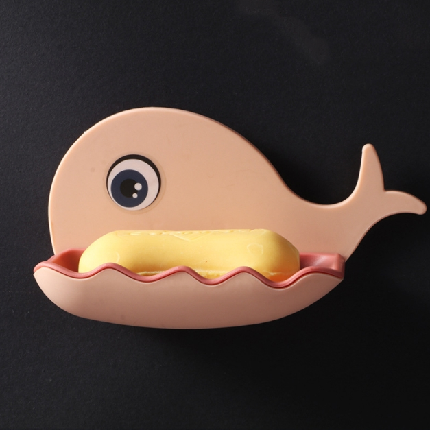 Wall Mounted Drain Non Perforated Double Layer Holder Accessories Cartoon Whale Soap Dishes