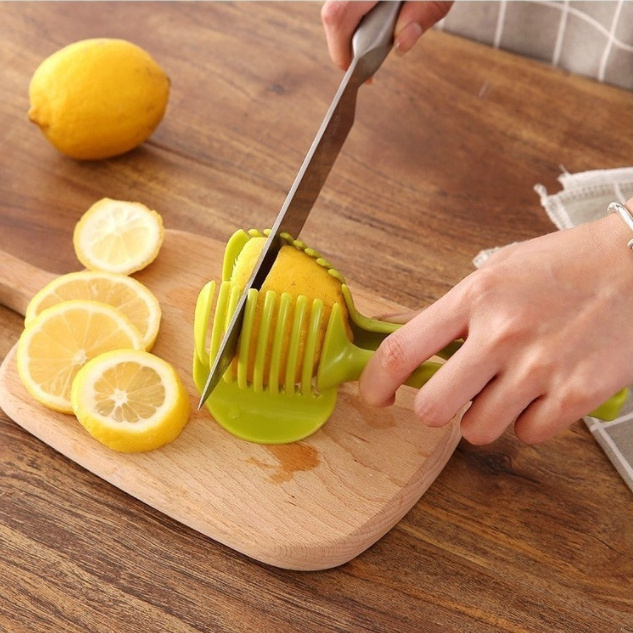 Tomato Cutter Holder Onion Fruit Vegetable Food Tong Fruit Round Lemon Slicing Handheld Kitchen Tool