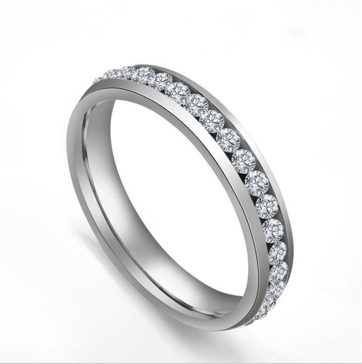 hot sale nice price fashion popular Silver Color White Diamond Half Eternity Band Ring