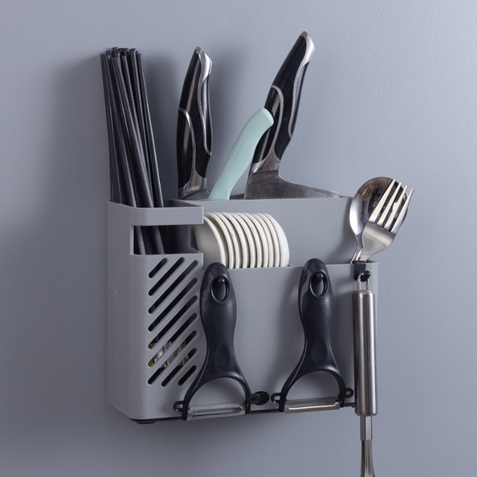 Wall Hanging Asphalt Chopsticks Rack Knife Rack Spoon Storage Rack Multi-functional Kitchen Storage