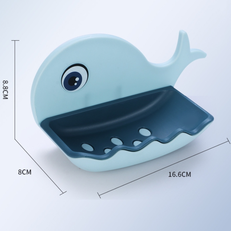 Wall Mounted Drain Non Perforated Double Layer Holder Accessories Cartoon Whale Soap Dishes