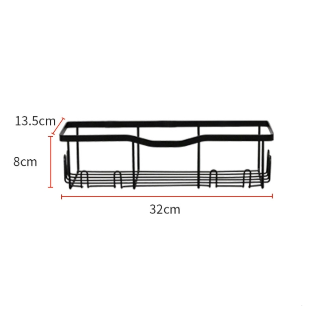 Wholesale Metal Non-Porous Wall Supplies Storage Self Adhesive Black Basket Mounted Bathroom Shelf rack