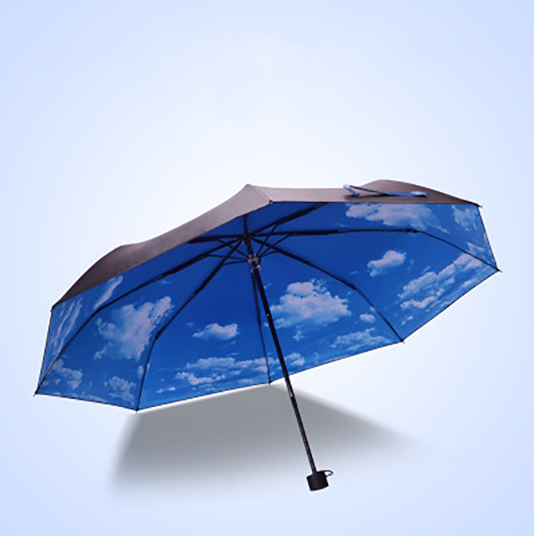 Hot sale Sun protection female creative Korea blue sky white cloud parasol folding umbrella