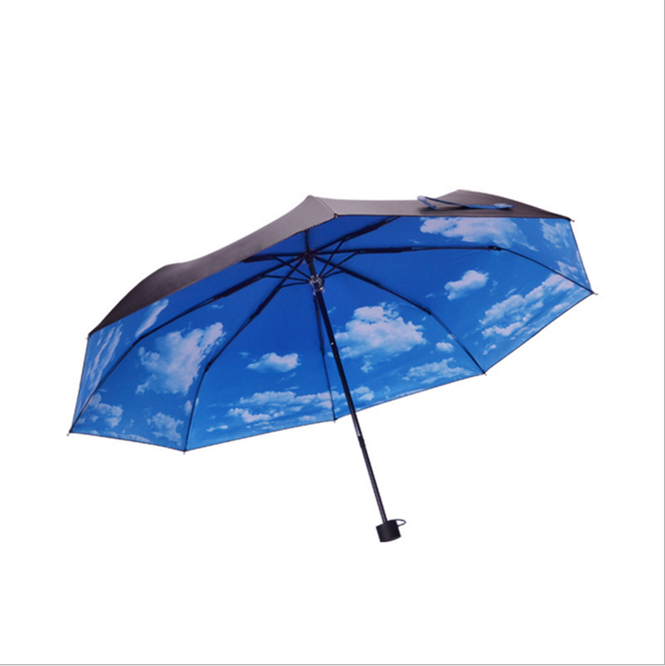 Hot sale Sun protection female creative Korea blue sky white cloud parasol folding umbrella