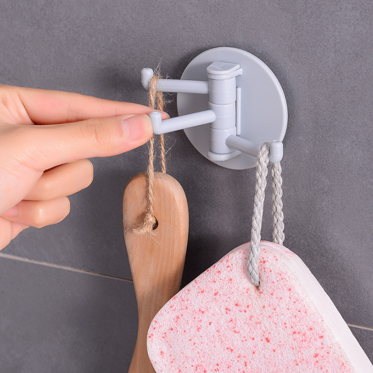 Rotatable Seamless Adhesive Bearing Kitchen Rack Towel Hanger Bathroom Rack Hooks Storage Hooks