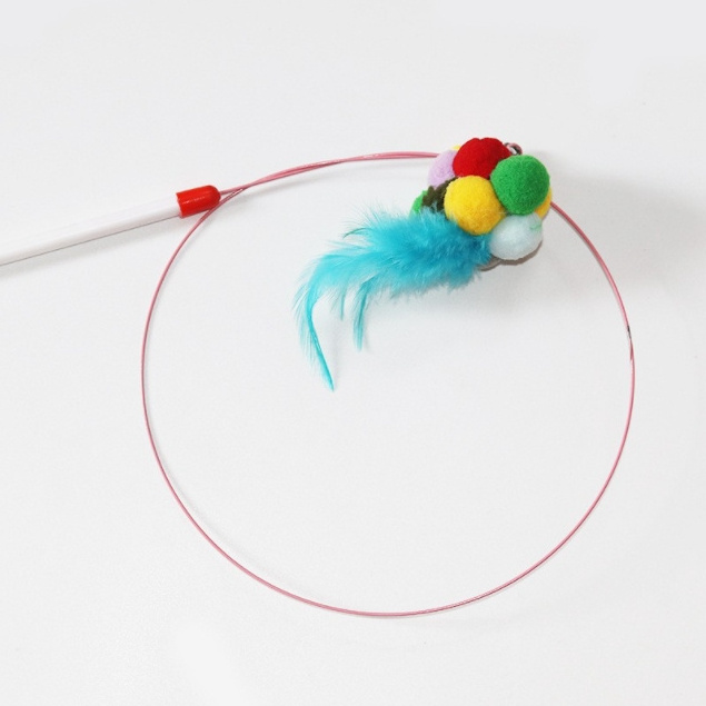 Cat Toy Wire Feather Tease Feather Elastic Wire Rope Cat-Teasing Stick With Toy For Small Kittens