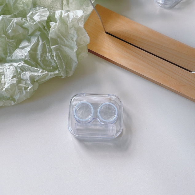 Cute Cartoon Clear Contact Lens Case Holder Soak Storage Transparent Box Contact Lens Travel Kits