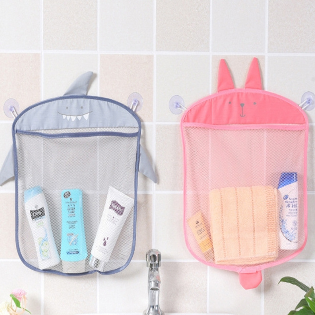 Cute Cartoon Suction Cup Mesh Storage hanging Bathroom Baby Shower Toy Net Bag Supplies Hanging Bag