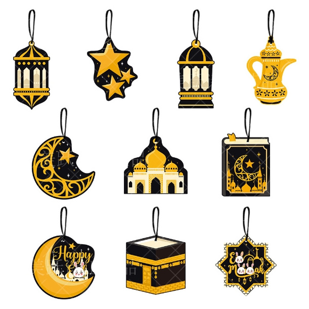 Hanging Pendant Ornaments Ramadan Sign New Muslim Star Moon Castle Eid Decor Islamic Hanging Decorations