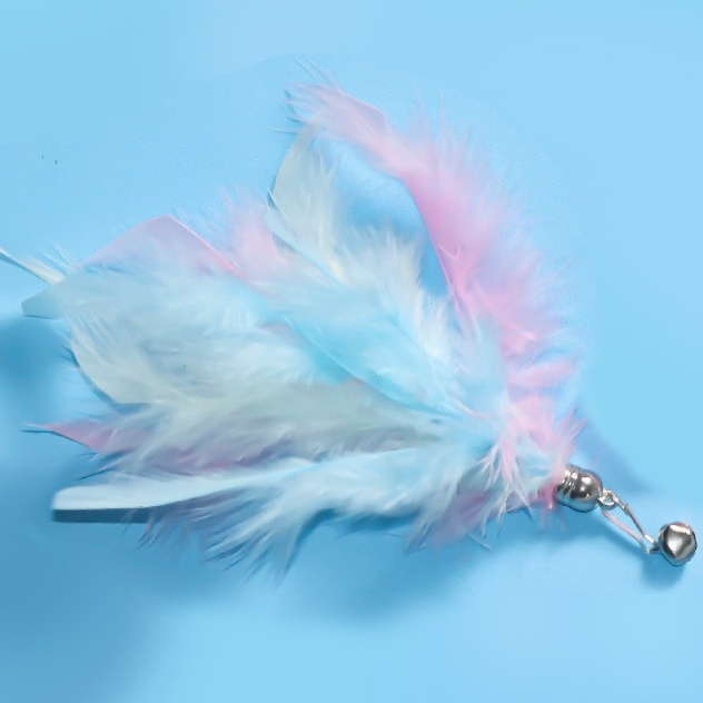 Interactive Cat Toy High Elastic Steel Wire Teasing Toy Funny Cat Toy Feathers Teasing Stick