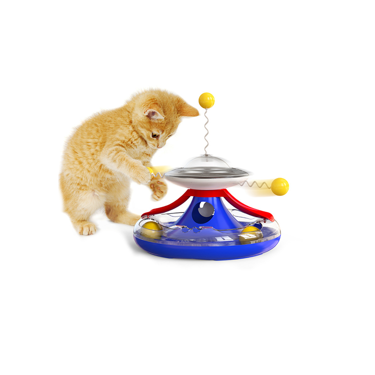 Hot sale Cat Interactive Turntable Kitten suction cup windmill spring fun kitten turntable toy