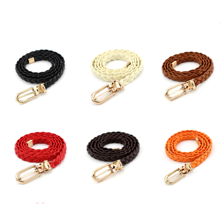 Hot Sale Fashion Skinny Retro Elastic Stretch Lady Weave Braid Pu Leather Belt