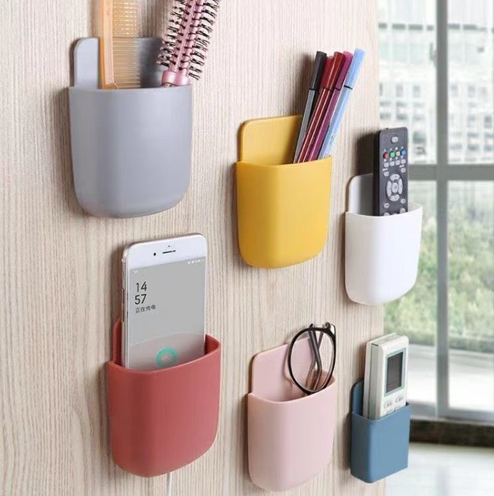 Plastic Wall Mounted Holder Storage Organize Charging Control Stand Rack Phone Plug Wall Holder Free Sample Single Square 1 PCS