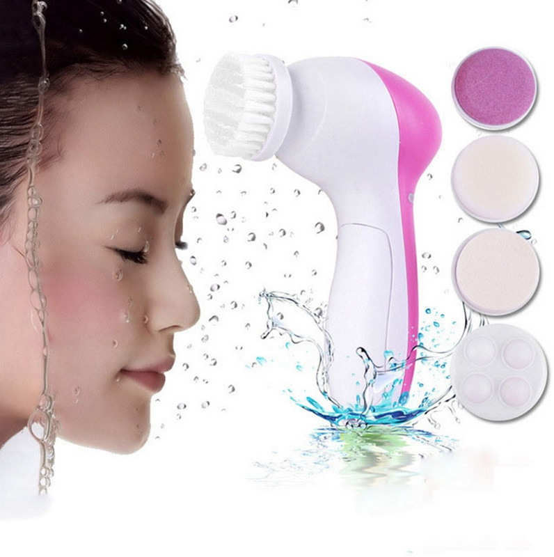 hot sale high quality 5 In 1 Mini Face Mini Facial skin massage electric Cleansing Spin Brush