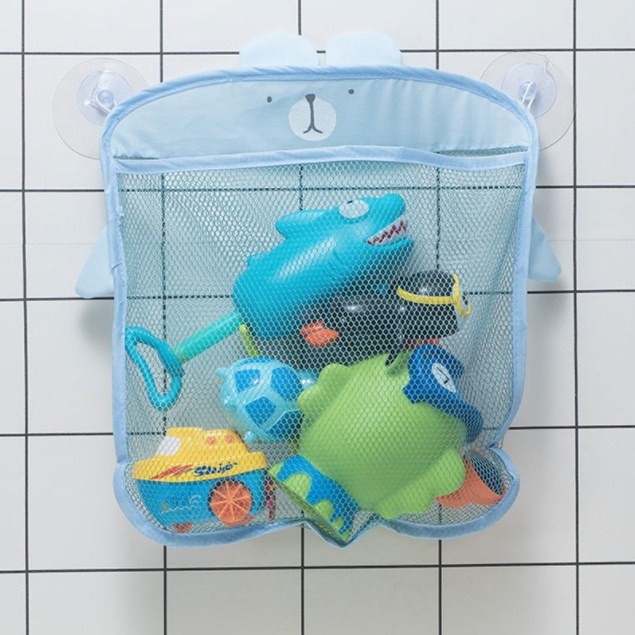 Cute Cartoon Suction Cup Mesh Storage hanging Bathroom Baby Shower Toy Net Bag Supplies Hanging Bag