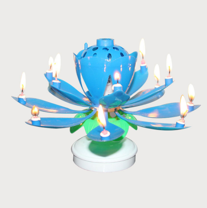 Birthday Cake Candle High Quality Cheaper Lotus Double Music Candle Rotation Flowering Candles