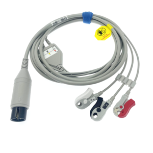 6pin ECG EKG 3leads one-piece cable Compatible for BCI/Datascope/Invino/Mindray/Sapcelabs/Edan/Goldway/GE/Nellcor/CSI