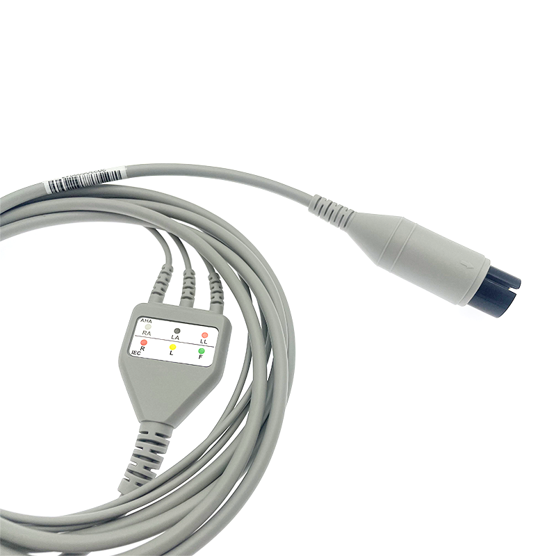 6pin ECG EKG 3leads one-piece cable Compatible for BCI/Datascope/Invino/Mindray/Sapcelabs/Edan/Goldway/GE/Nellcor/CSI