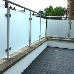 Balcony stainless steel frosted glass railings for privacy