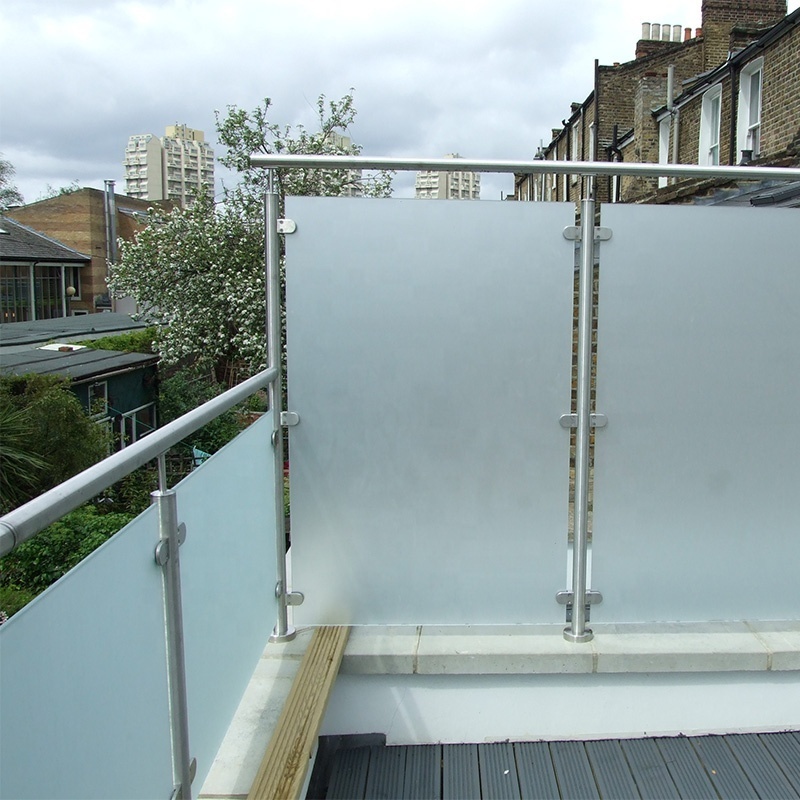 Balcony stainless steel frosted glass railings for privacy