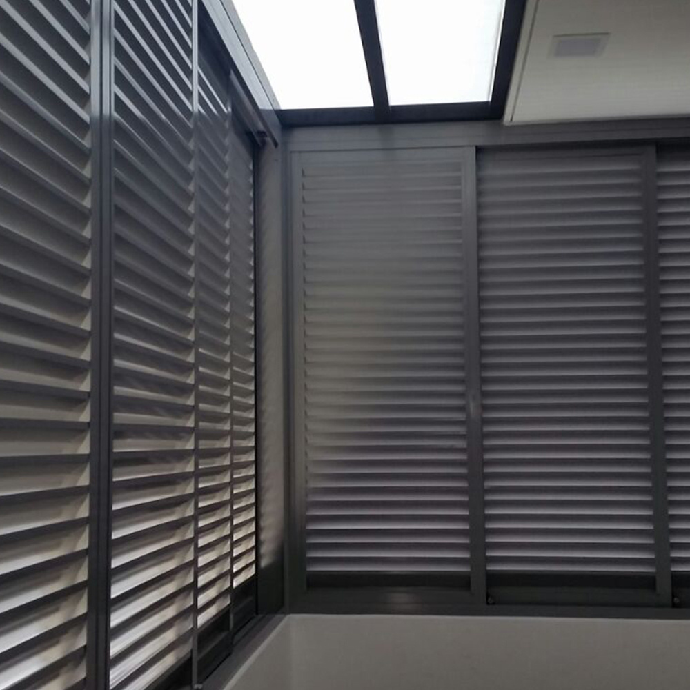 Exterior shutter aluminum horizontal louvers architecture for window wind proof