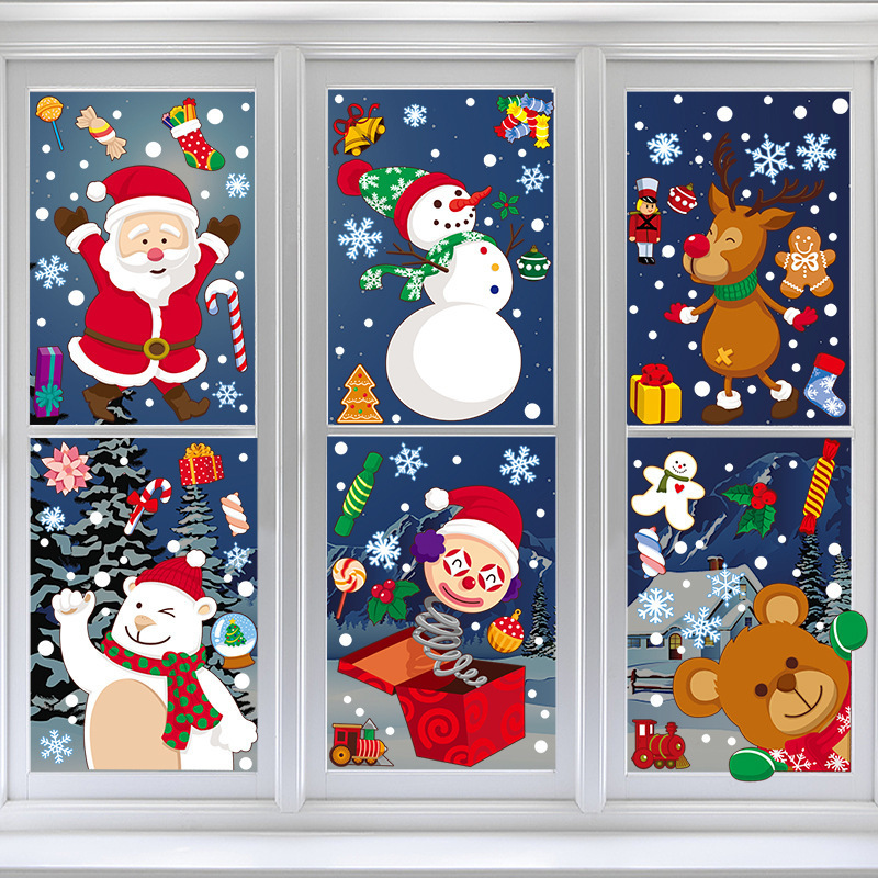 Christmas decorations atmosphere scene window decoration door glass pasting Santa tree small gift pendant stickers