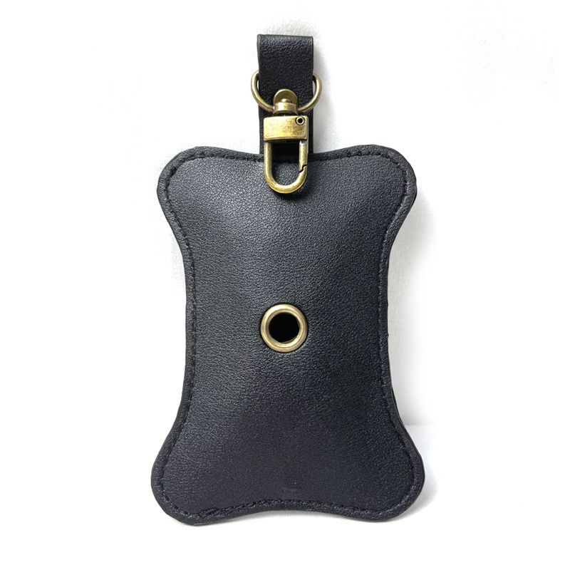 Wholesale PU Leather Dog Poop Bag Holder with Buckle Zipper Pet Waste Poop Garbage Bag Organizer