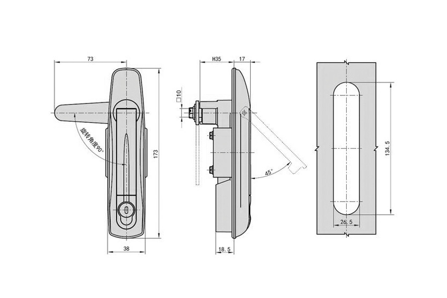 TANJA  E06  Panel Cabinet Lock Swing handle Latch Lock Rod Control Panel Lock Doors and Windows Hardware