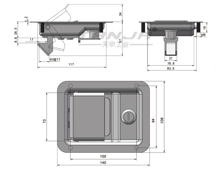 TANJA  M38 Switchgear Distribution Box Electrical paddle handle Lock latch mechanical  Container Plane Lock Tool Car Lock RV