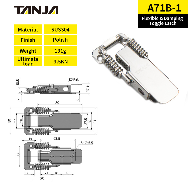 A71B-1 Stainless Claw Spring Loaded toggle latch with keeper SUS304 Cabinet Toggle Lock Spring Loaded Over Center Draw Latch