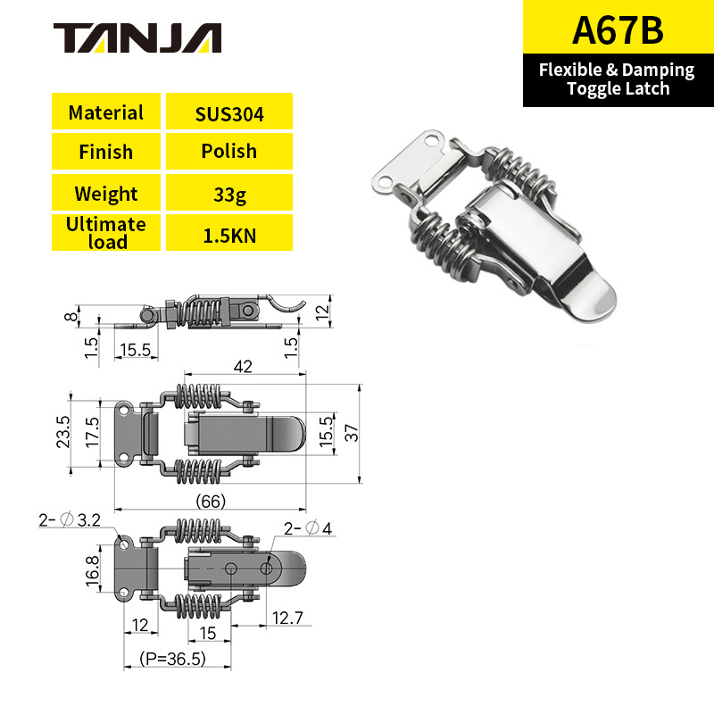 A71B-1 Stainless Claw Spring Loaded toggle latch with keeper SUS304 Cabinet Toggle Lock Spring Loaded Over Center Draw Latch