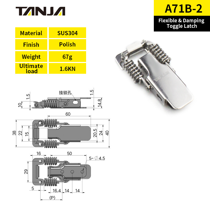 A71B-1 Stainless Claw Spring Loaded toggle latch with keeper SUS304 Cabinet Toggle Lock Spring Loaded Over Center Draw Latch