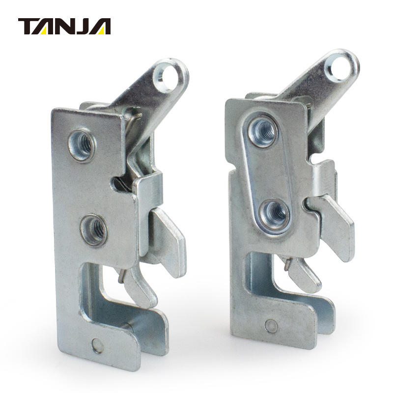 Flat Doors Concealed Lock Silver Zinc Plated Panel Metal Concealed Rotary Latch Lock Rotary Latch Impact Closing Slam Lock