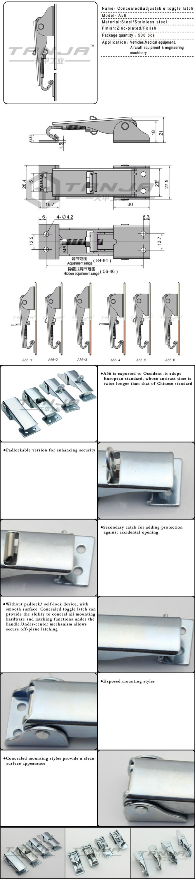 adjust toggle latch southco style toggle latch with lock secondary catch