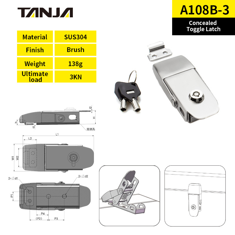 concealed toggle latch advertising case latch for medical equipment fastener lockable hasp Metal Toggle Clamp Toggle Handle