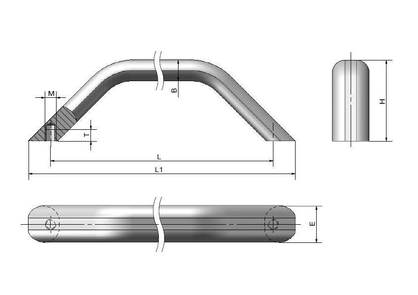 Quality Safety Aluminum alloy TANJA L24  tubular handles,CNC aluminum handles,aluminum bent handle