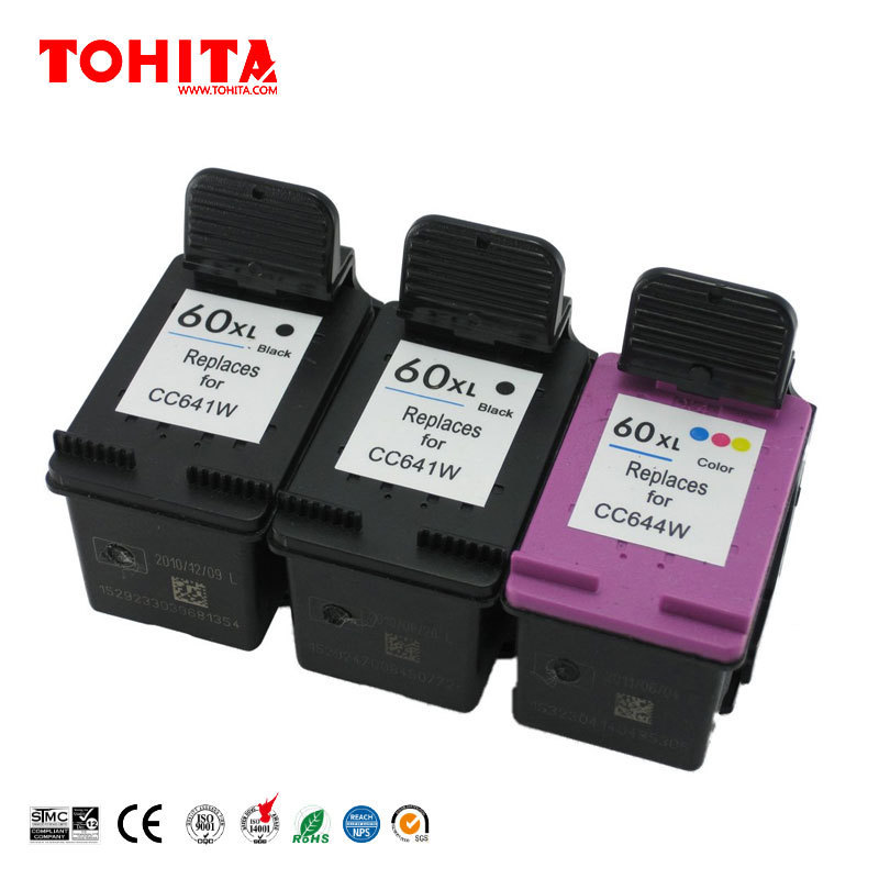 Ink Cartridge CC641W CC644W 60XL for HP ENVY 100 110 111 114 120 121 Deskjet D1620 D1630 D1658 D1660 D1663 D1668 D2530 TOHITA