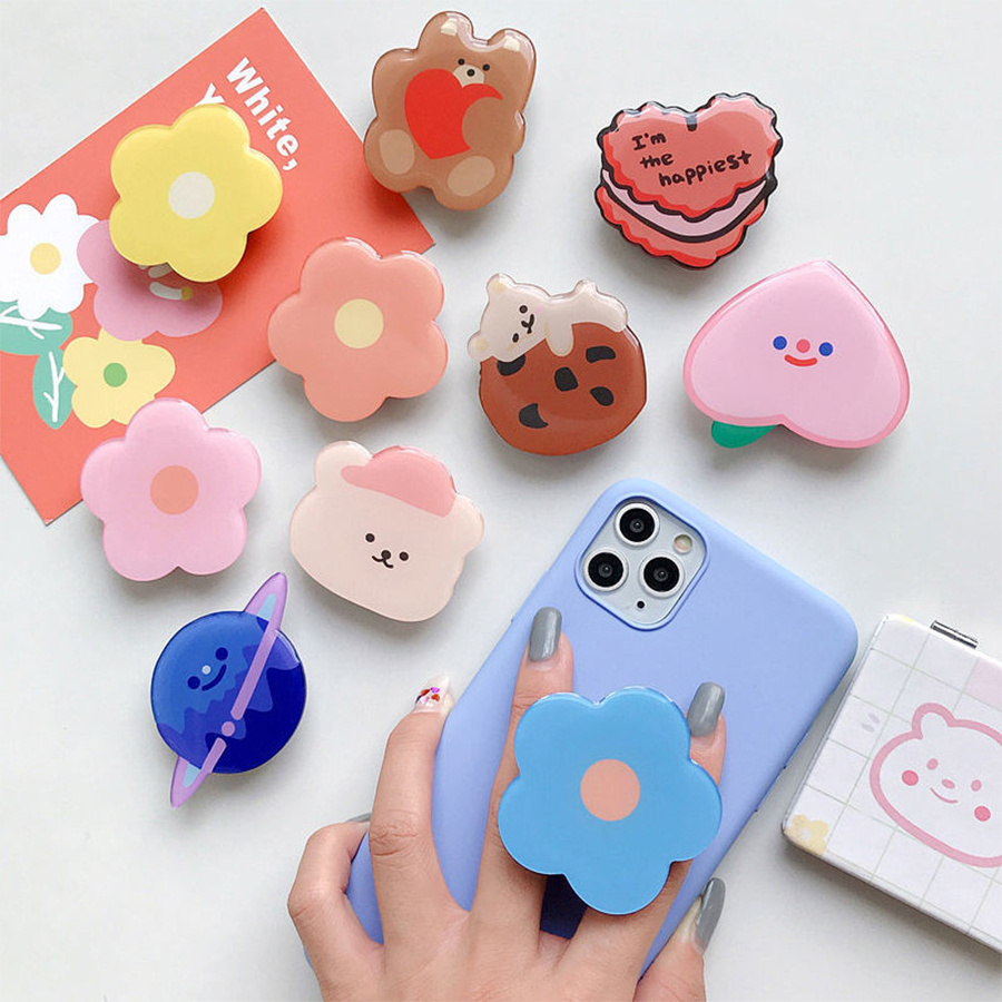 Mobile Phone Holder With Cute Design Acrylic sublimation phone grip Custom Phone Grip poppings socket