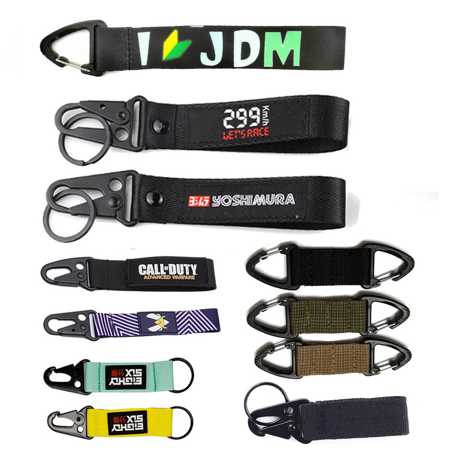 Factory Custom Logo Eagle Hook Olecranon Key Carabiner hand wrist strap Nylon Keychain holder Short Lanyard