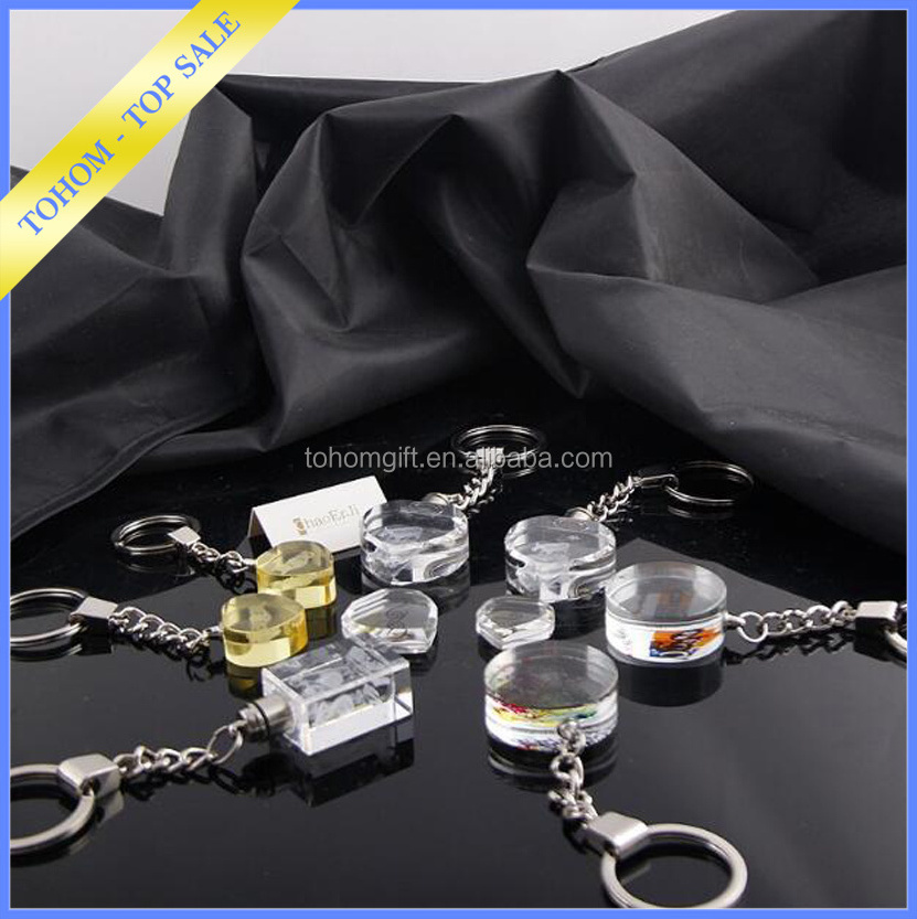 Best selling 3d laser engraving crystal glass keychain blank laser engraving crystal keychain