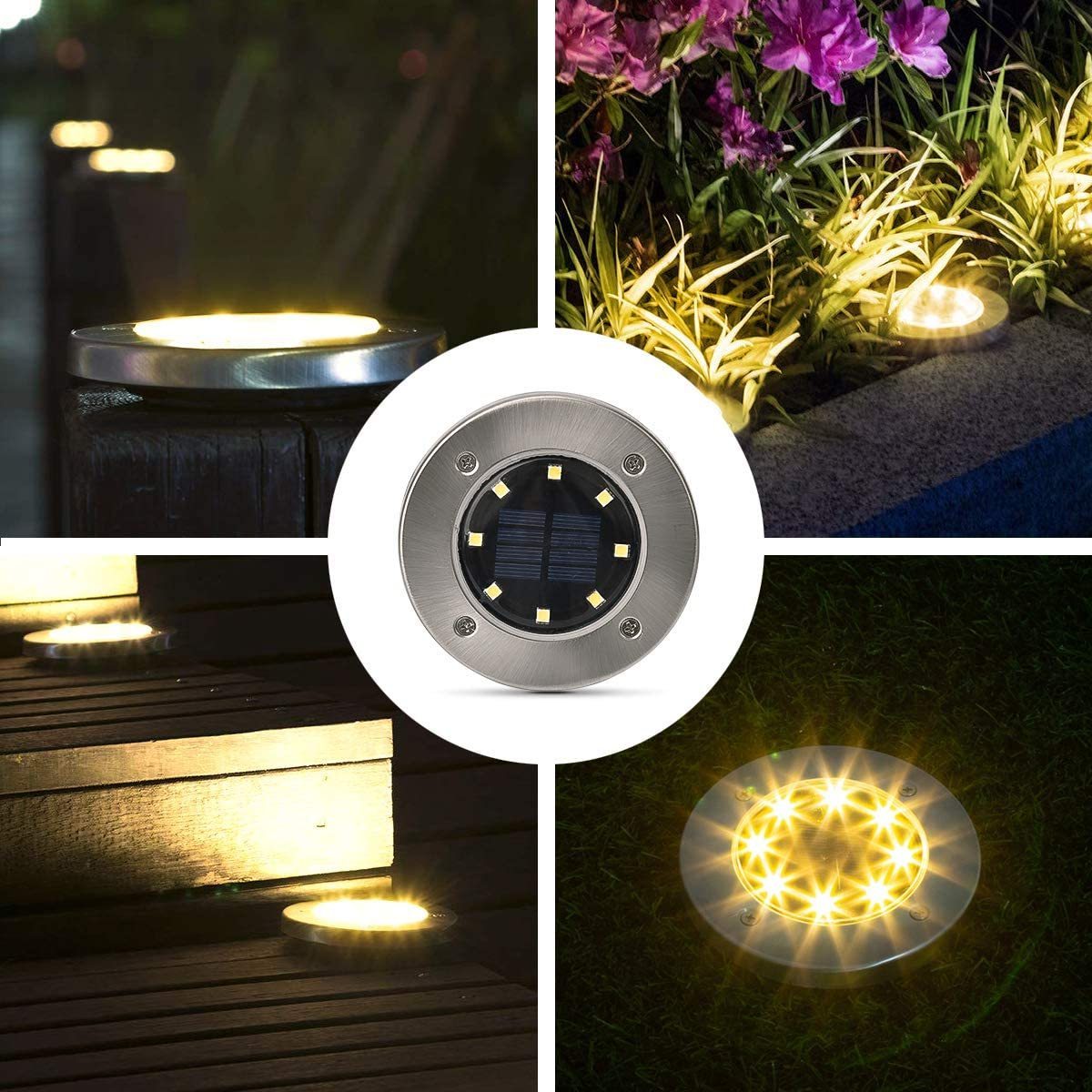 Round Shape Lawn Pathway Garden Deck Light Ground Disk Shape Led Solar Buried Light