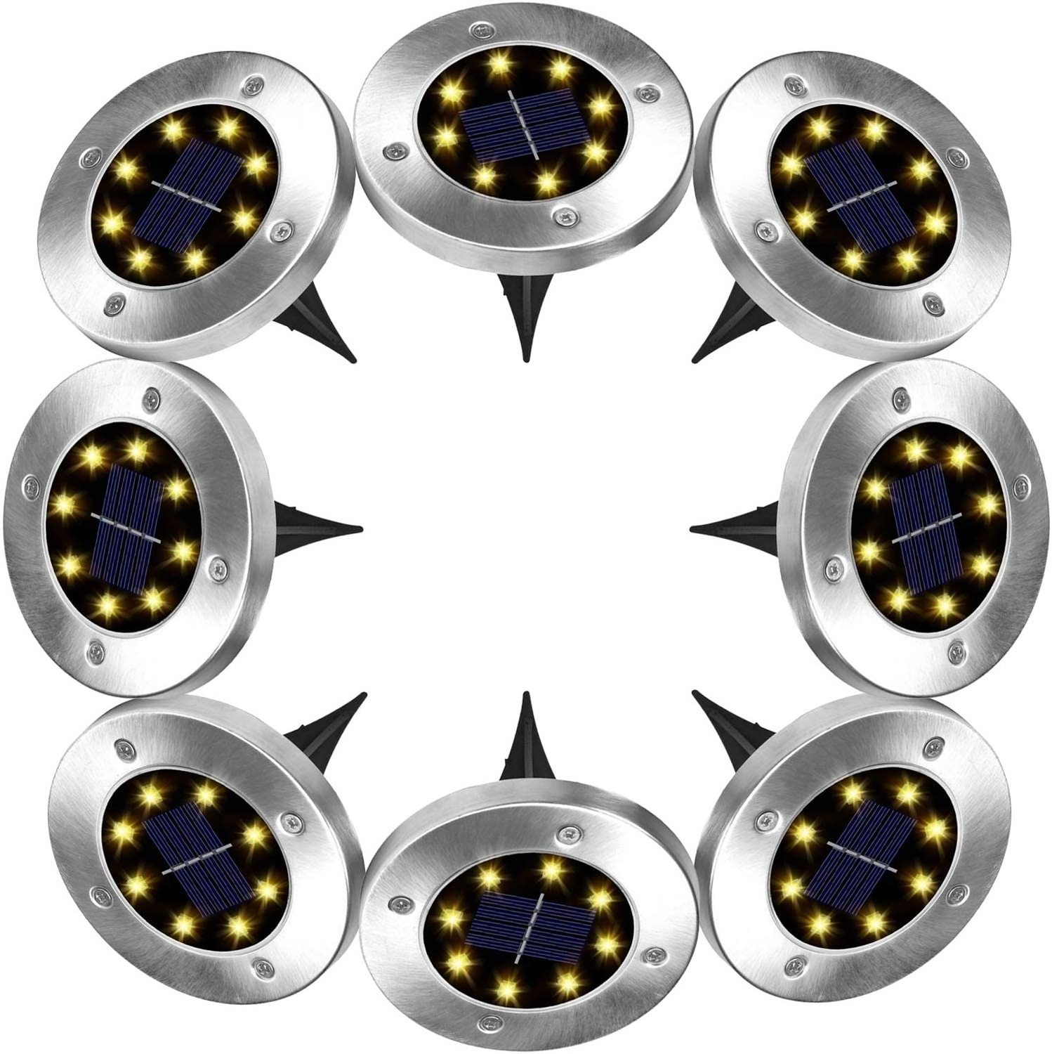 Round Shape Lawn Pathway Garden Deck Light Ground Disk Shape Led Solar Buried Light