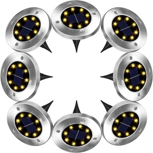 Round Shape Lawn Pathway Garden Deck Light Ground Disk Shape Led Solar Buried Light